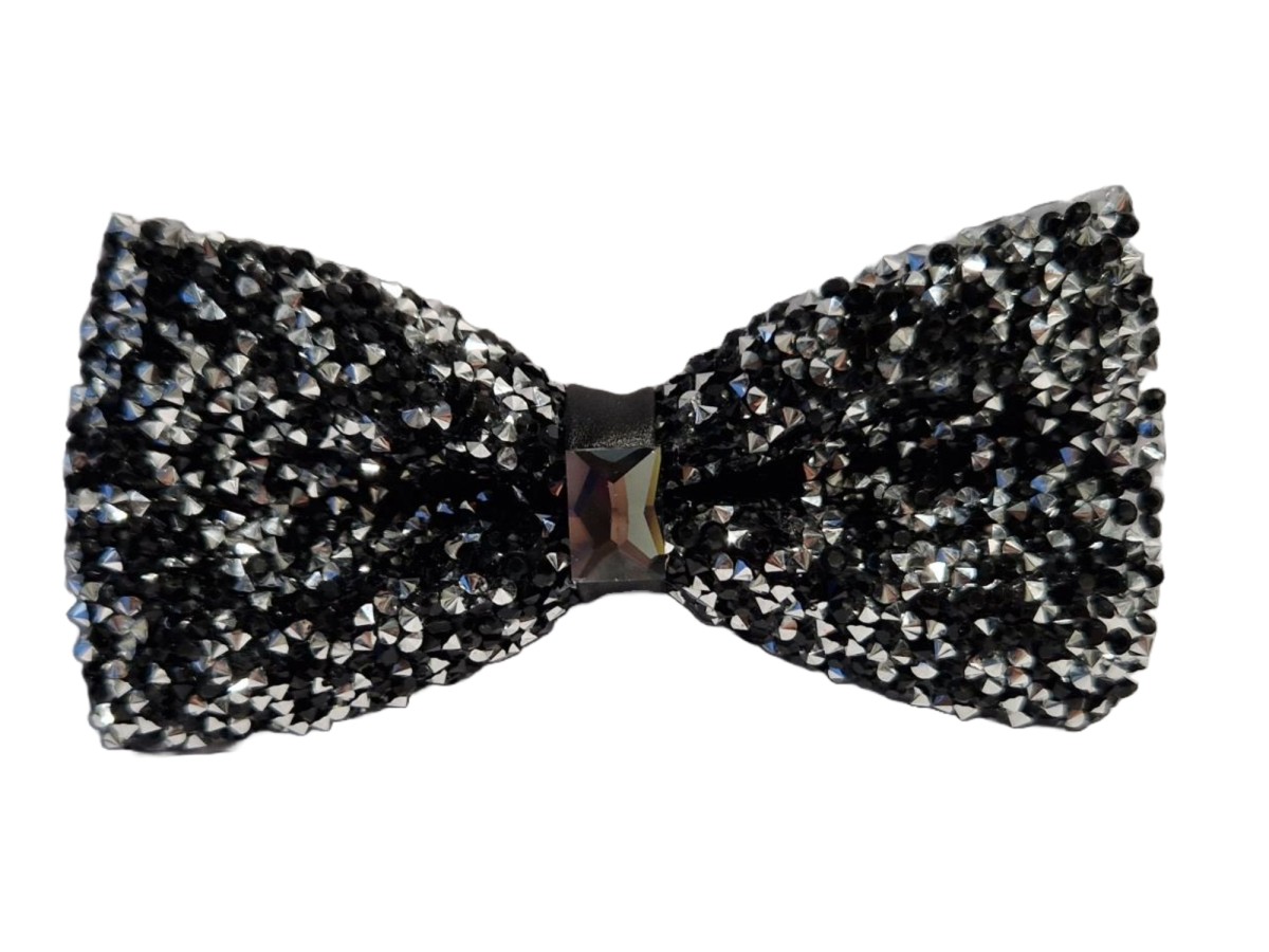 Bow tie - silver/black - blingbling