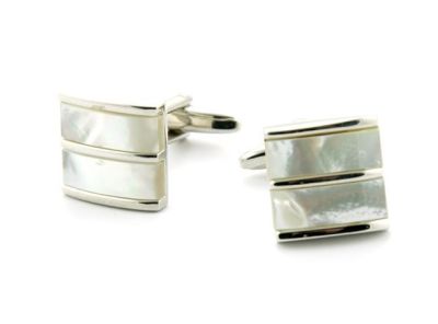 Manchetknopen Klassiek | Zilver met ivoor banen