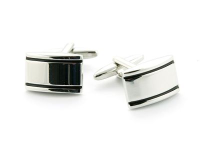 Manchetknopen Klassiek | Zilver met zwarte streep