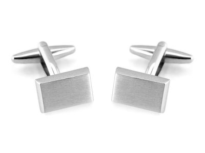 Manchetknopen | klassieke rechthoek geborsteld zilver