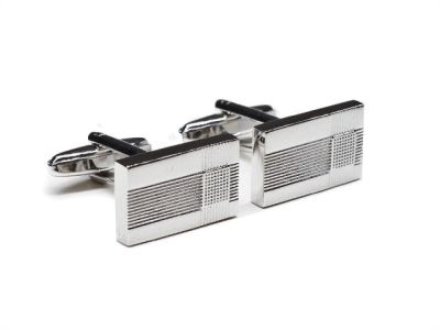 Manchetknopen | Klassiek rechthoek fijn ribbeltje