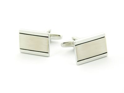 Manchetknopen | klassiek zilver met zwarte lijnen