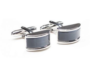 Manchetknopen | zilver/grijs steentje