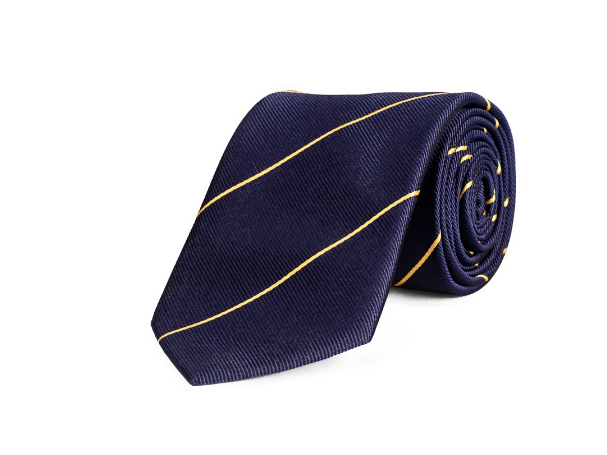 Stropdas - donkerblauw/goud - 7,5-150cm - 100% microfiber