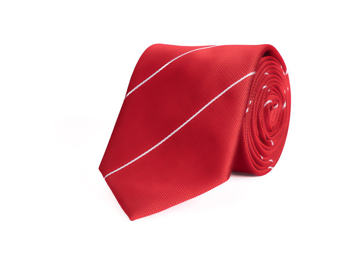 Stropdas - rood/zilver - 7,5-150cm - 100% microfiber
