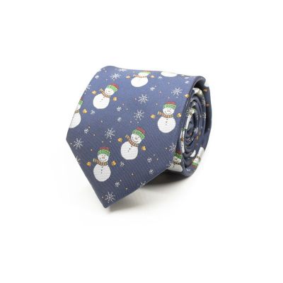 Stropdas sneeuwpop - 7,5cm - donkerblauw